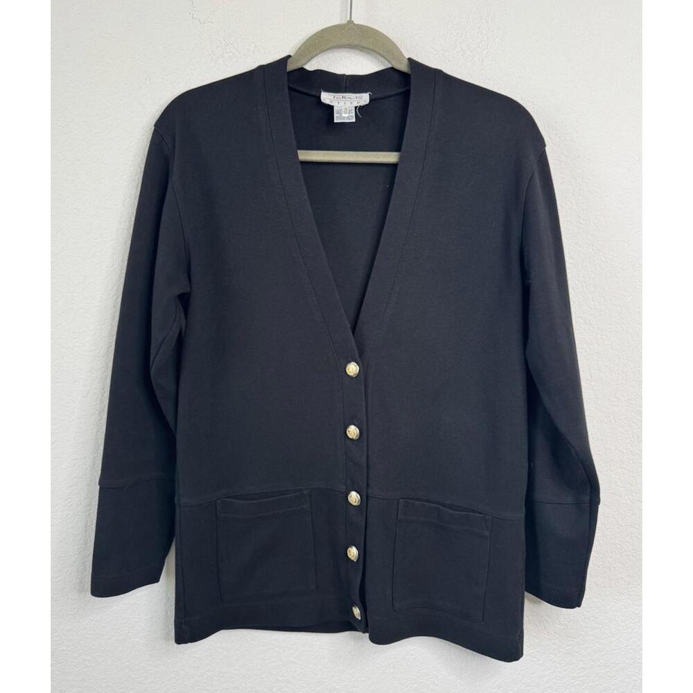 Talbots Women’s Cardigan Sweater Gold Button 100% Cotton Sz M Petite Timeless